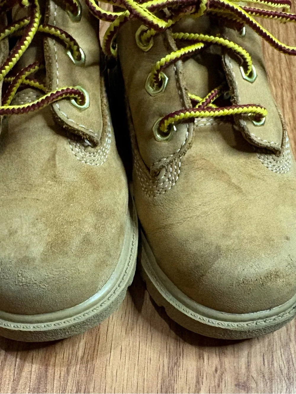 Timberland Kids Tan Suede Lace-Up Boots with Yellow Accent Laces